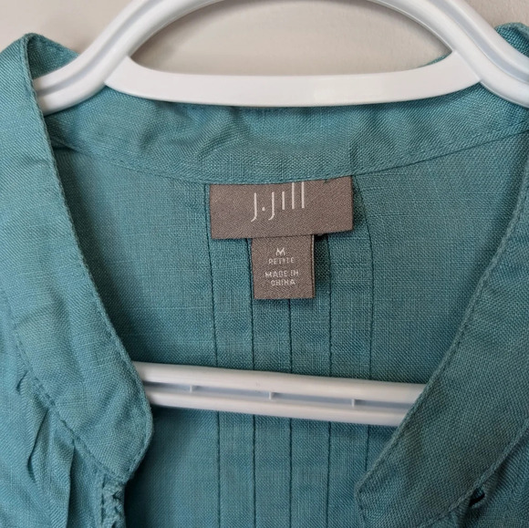 J Jill Size M Pintuck  Pleat Tunic Top Half Sleeve 100% Linen Shirt Blouse Long - Picture 3 of 9